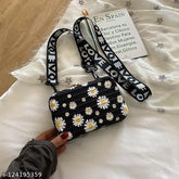 Floral PU Sling Box Bag - Latest fashionable cosmetic bag for women, free size with 2 compartments
